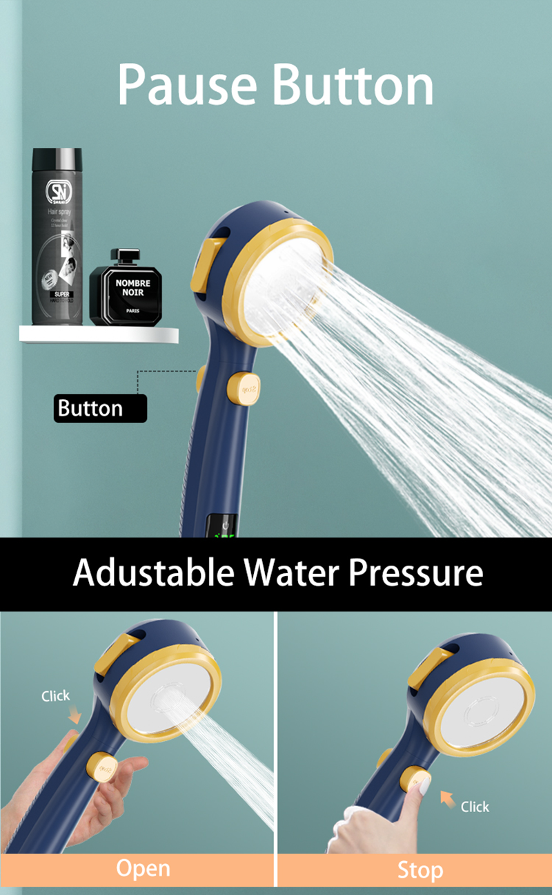 Shower Head with LED Temperature Display