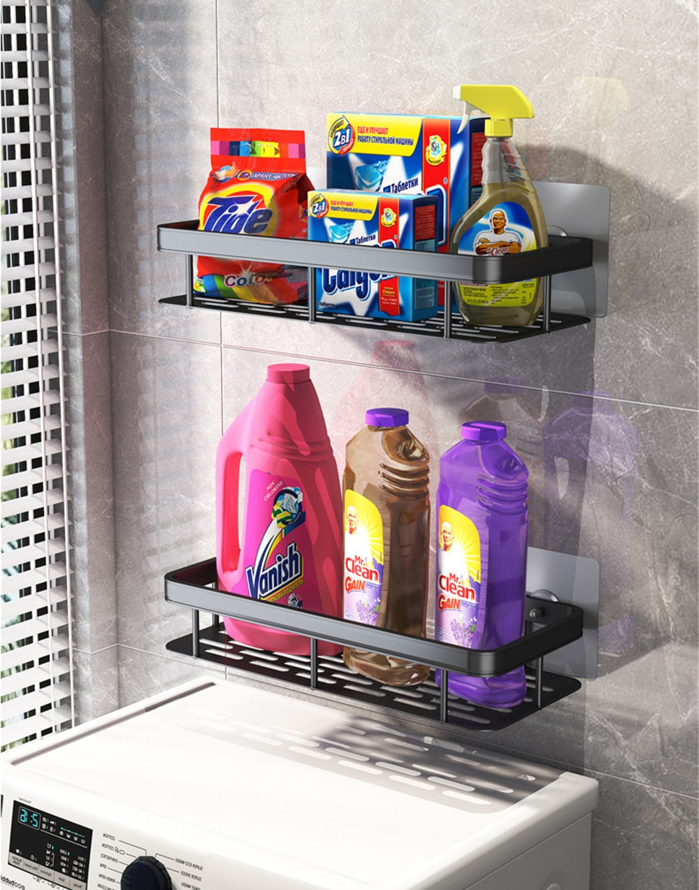 Metal Suction Cup Bathroom Shelf