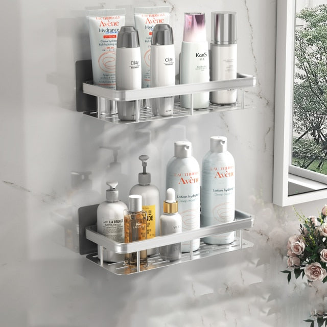 Metal Suction Cup Bathroom Shelf